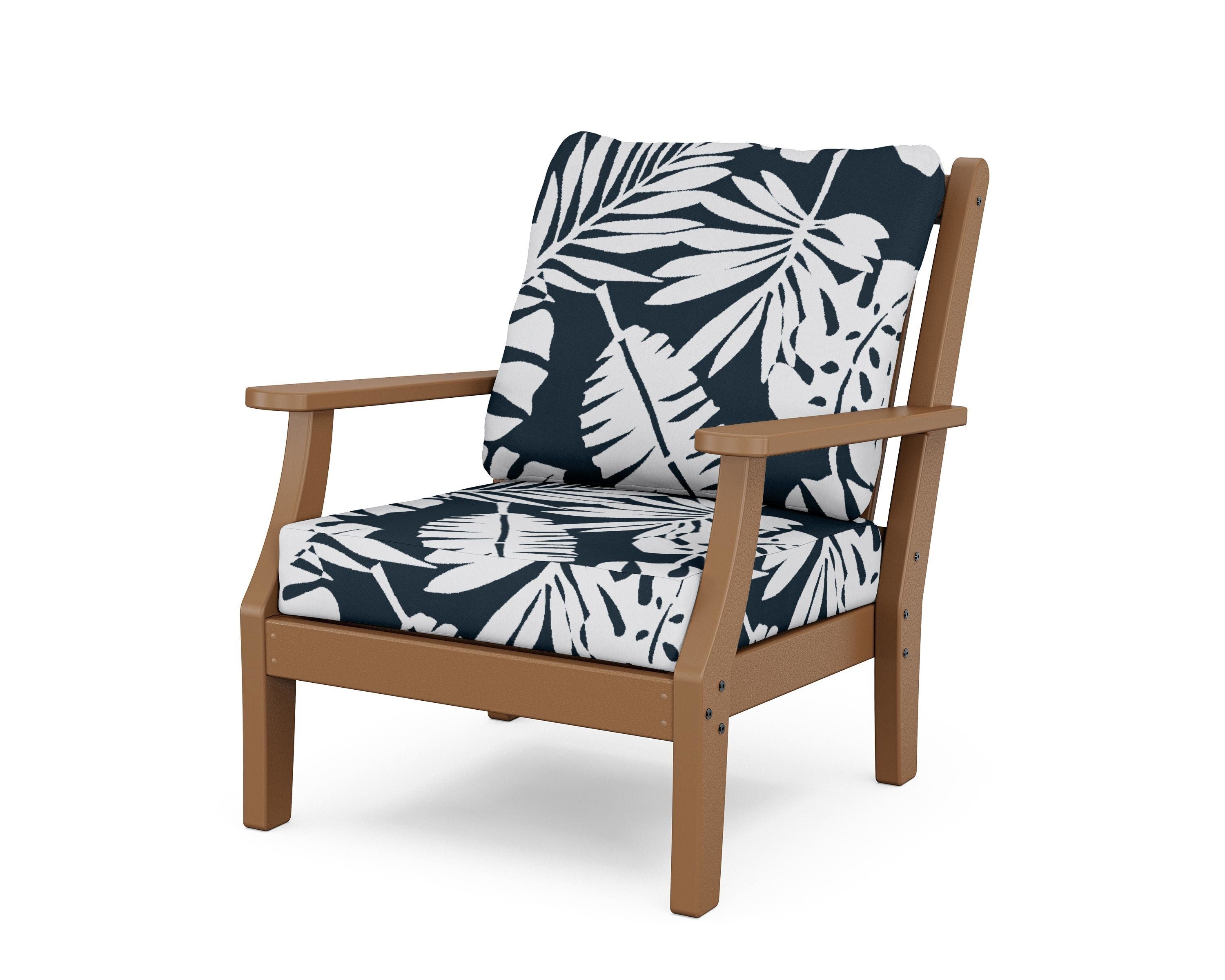 Country Living Wovendale Deep Seating Chair in Teak / Leaf Marine Indigo