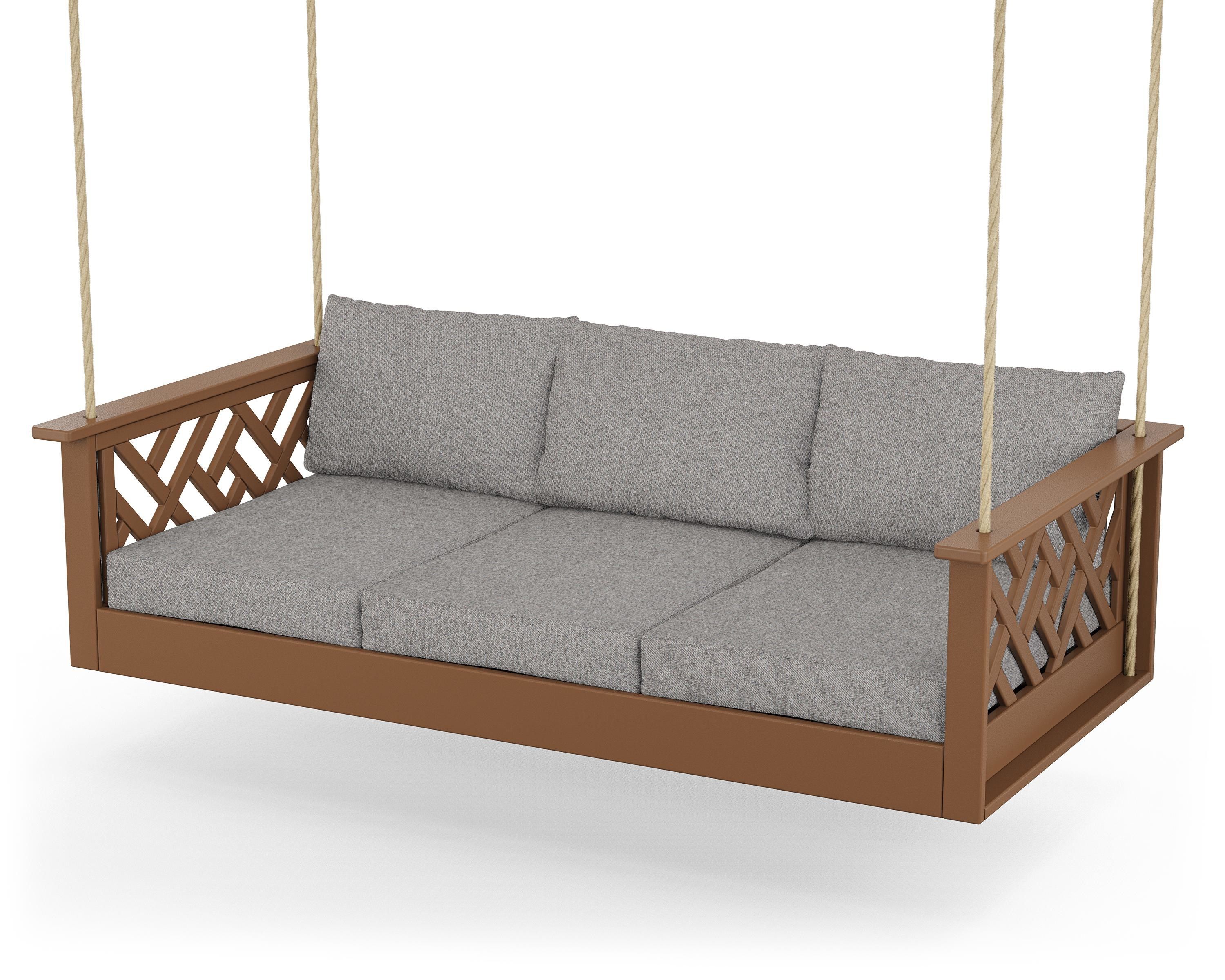 POLYWOOD® Chippendale Daybed Swing in Teak / Grey Mist