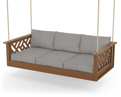 POLYWOOD® Chippendale Daybed Swing in Teak / Grey Mist