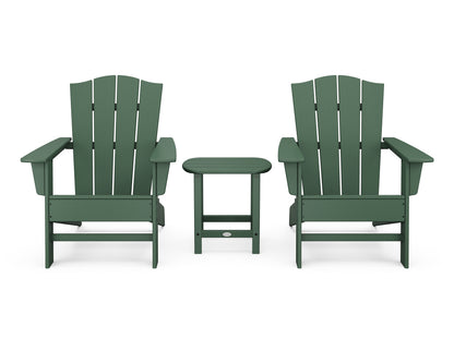 POLYWOOD® Wave 3-Piece Adirondack Chair Set with The Crest Chairs in Green