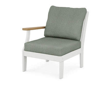 POLYWOOD® Braxton Modular Left Arm Chair in White / Natural / Cast Sage