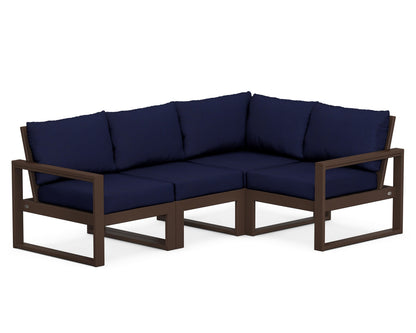 POLYWOOD® EDGE 4-Piece Modular Deep Seating Set in Mahogany / Navy