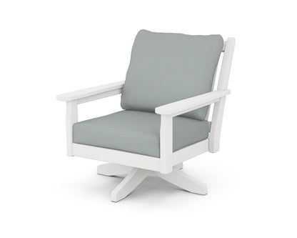 POLYWOOD® Chippendale Deep Seating Swivel Chair in White / Spa