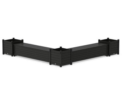 POLYWOOD® 72" Nautical L- Shaped Planter Storage Bench Corner Set- Large in Black