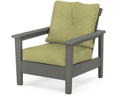 POLYWOOD® Prescott Deep Seating Chair in Slate Grey / Chartreuse Boucle