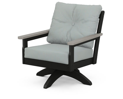 POLYWOOD® Vineyard Deep Seating Swivel Chair in Black / Driftwood / Spa