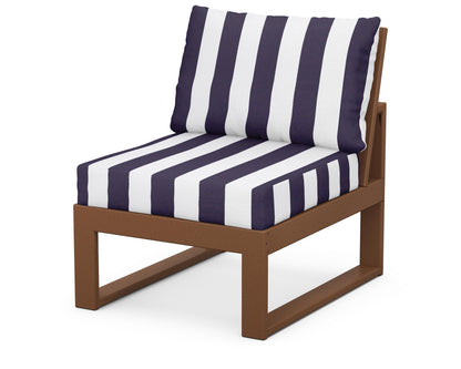 Unbranded Modular Armless Chair in Teak / Cabana Stripe Navy