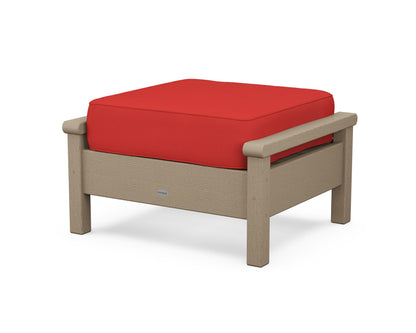 POLYWOOD® Harbour Deep Seating Ottoman in Vintage Sahara / Crimson Linen