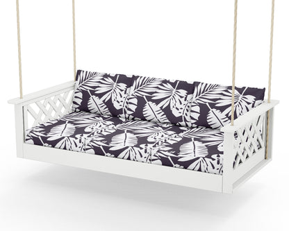 Country Living Wovendale Daybed Swing in White / Leaf Navy