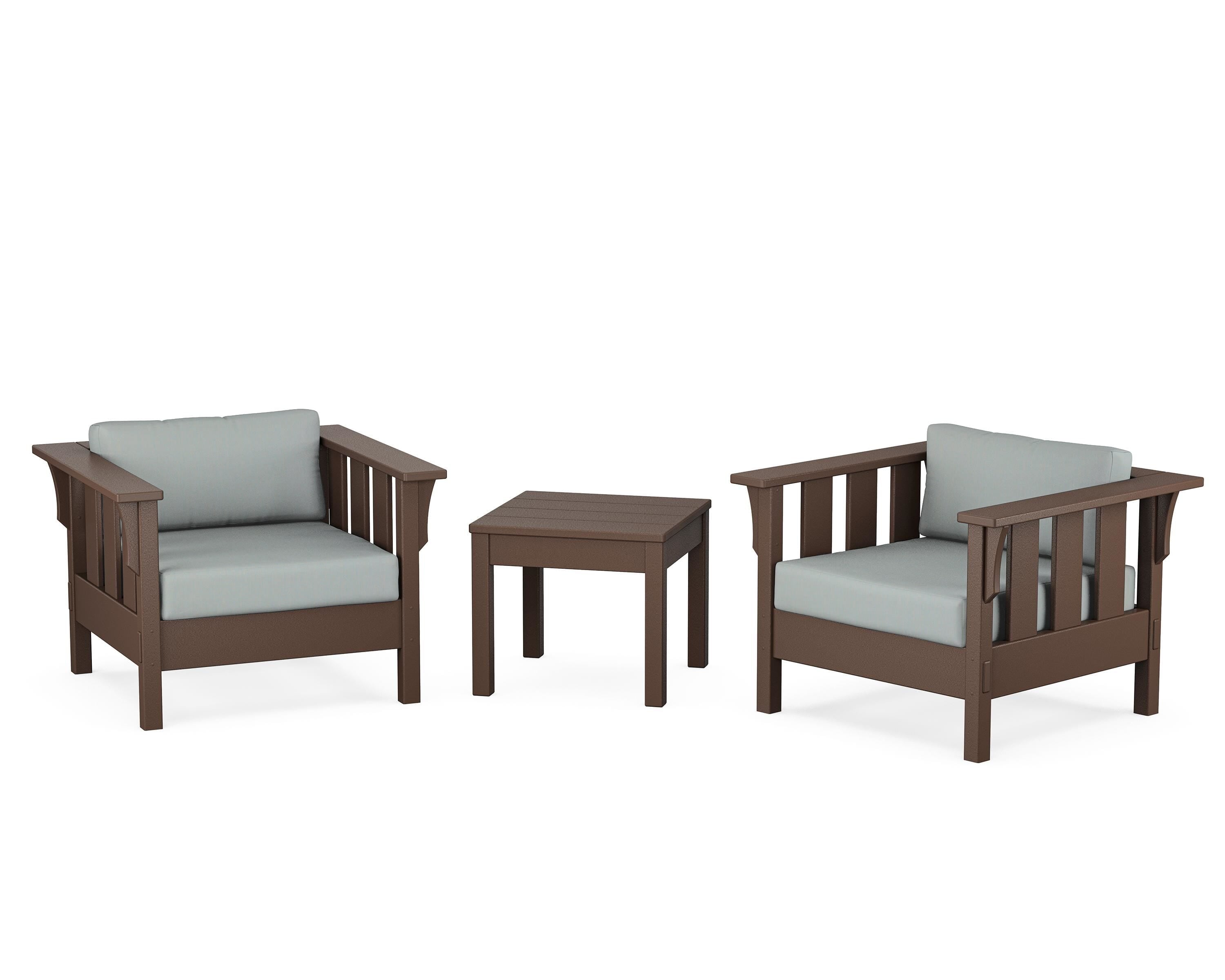 Martha Stewart by POLYWOOD® Acadia 3-Piece Deep Seating Set in Mahogany / Spa
