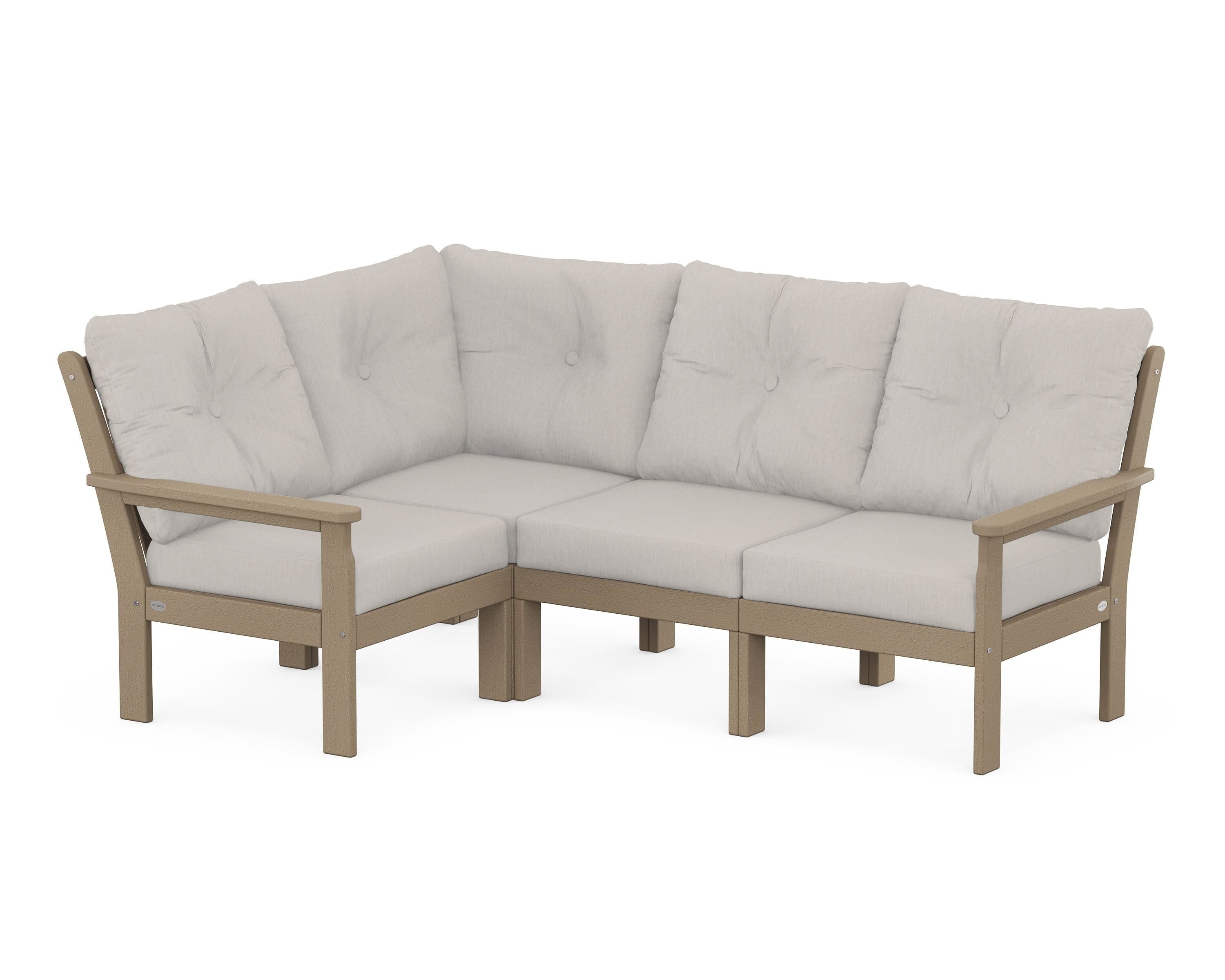 POLYWOOD® Vineyard 4-Piece Sectional in Vintage Sahara / Cast Ash