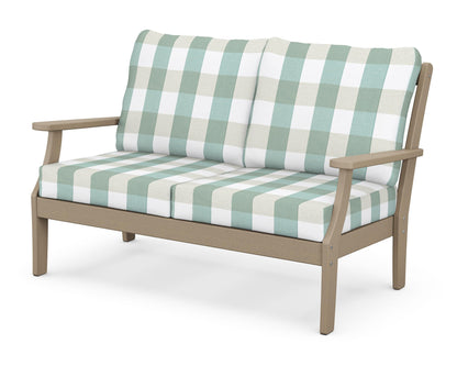 POLYWOOD® Braxton Deep Seating Loveseat in Vintage Sahara / Buffalo Plaid Glacier Spa