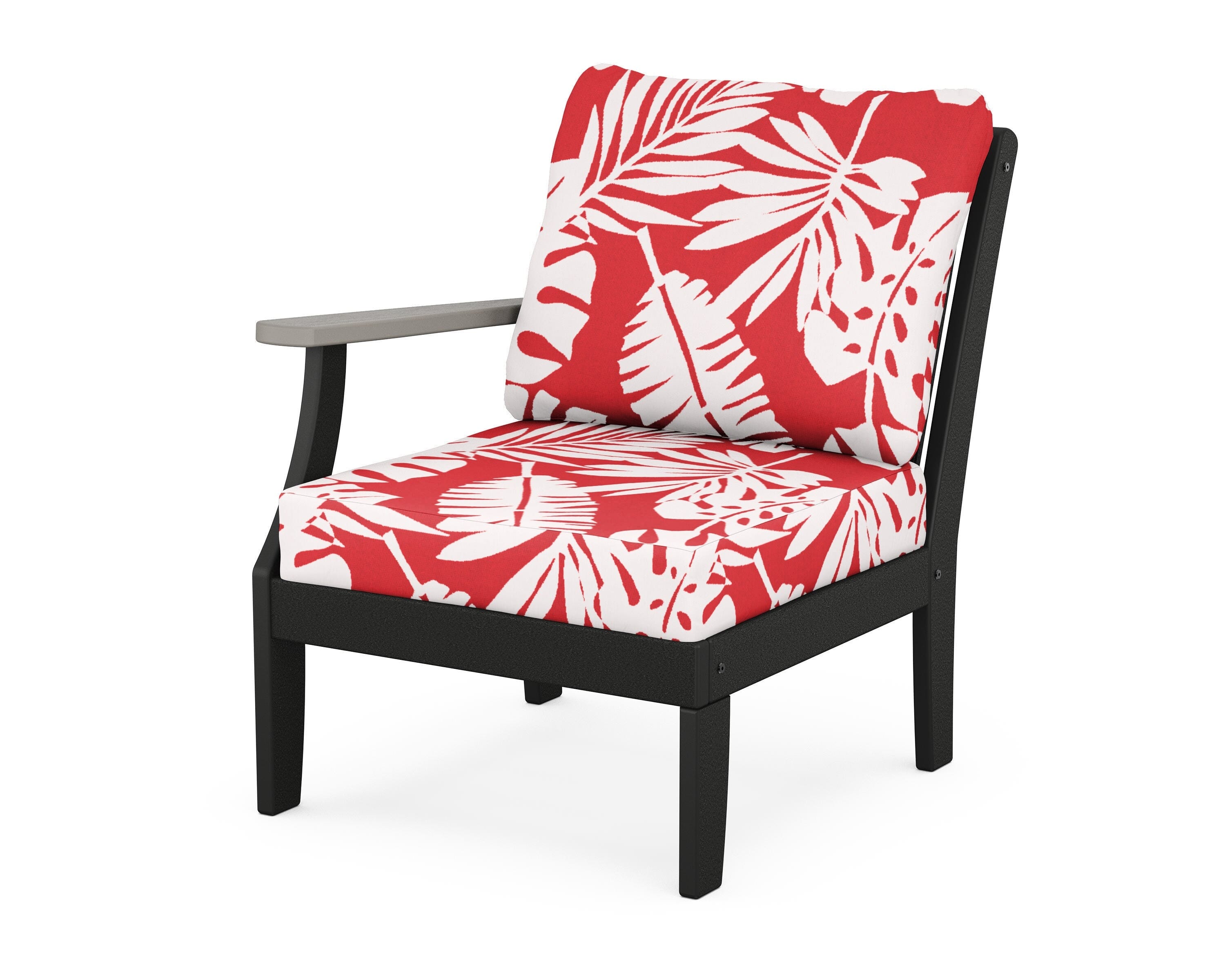 POLYWOOD® Braxton Modular Left Arm Chair in Black / Driftwood / Leaf Crimson