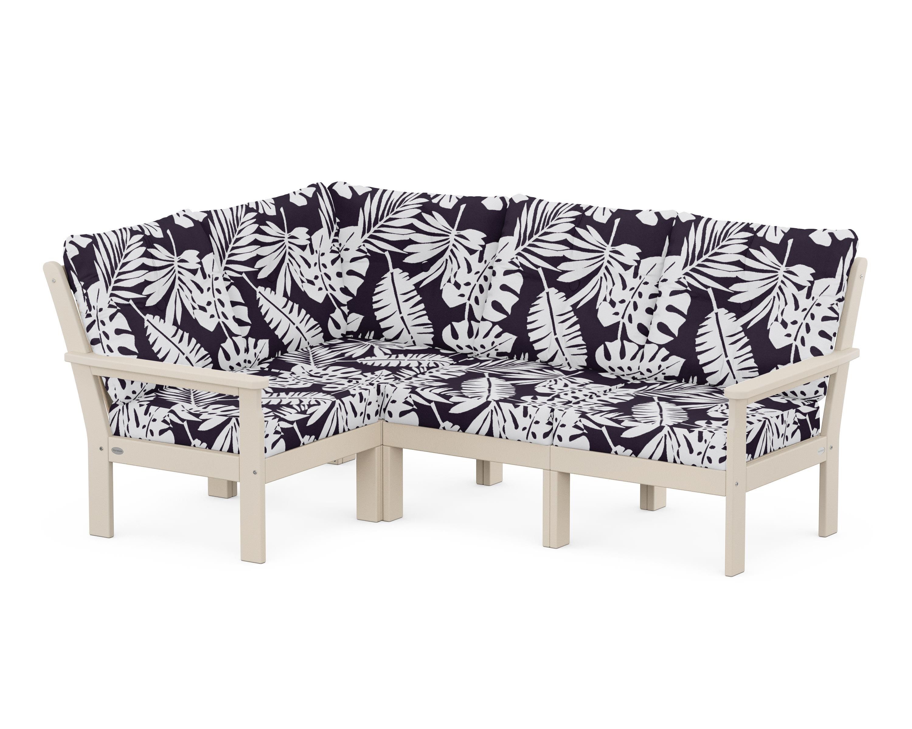 POLYWOOD® Vineyard 4-Piece Sectional in Sand / Leaf Navy
