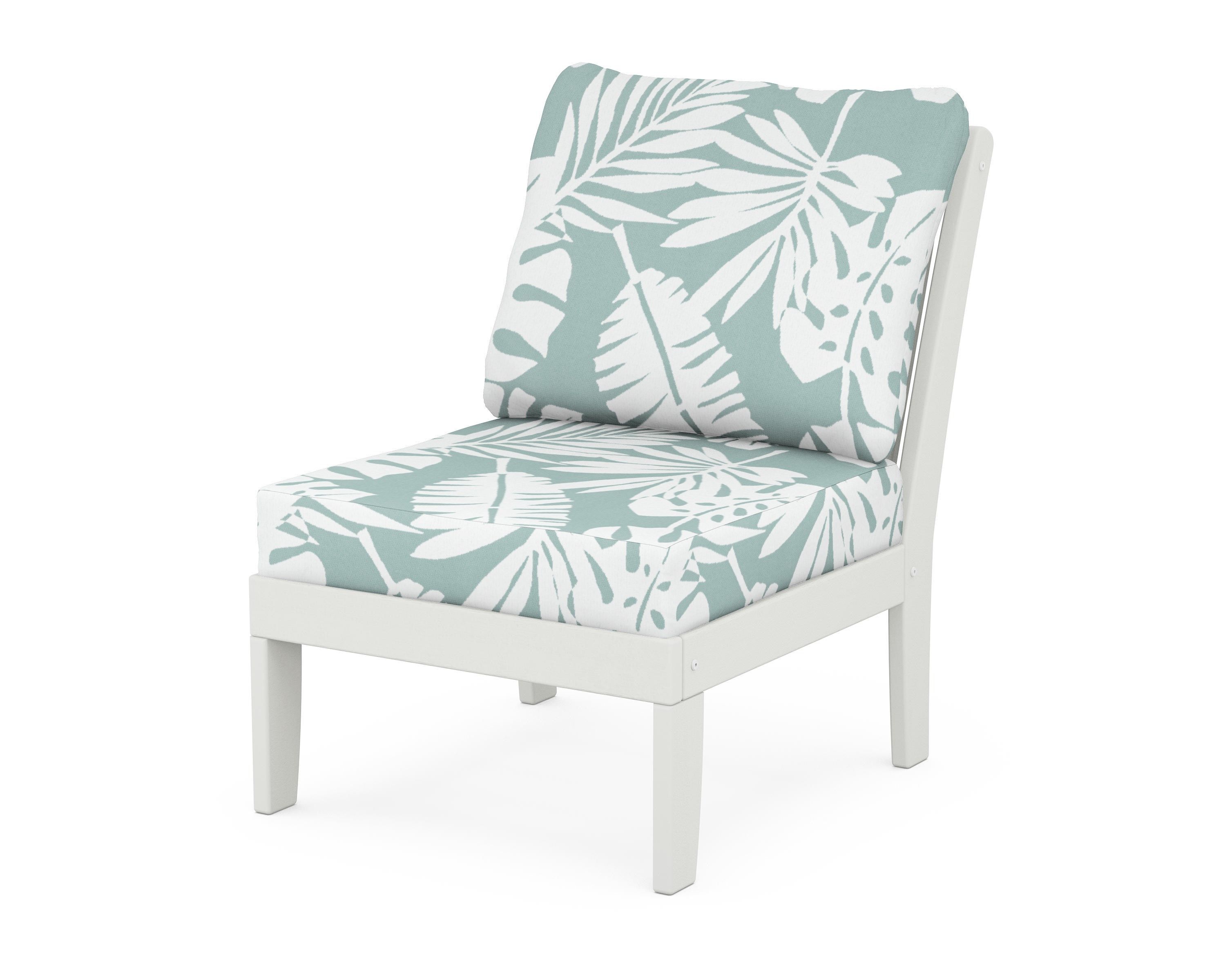 POLYWOOD® Braxton Modular Armless Chair in Vintage White / Leaf Glacier Spa