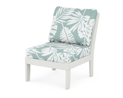 POLYWOOD® Braxton Modular Armless Chair in Vintage White / Leaf Glacier Spa