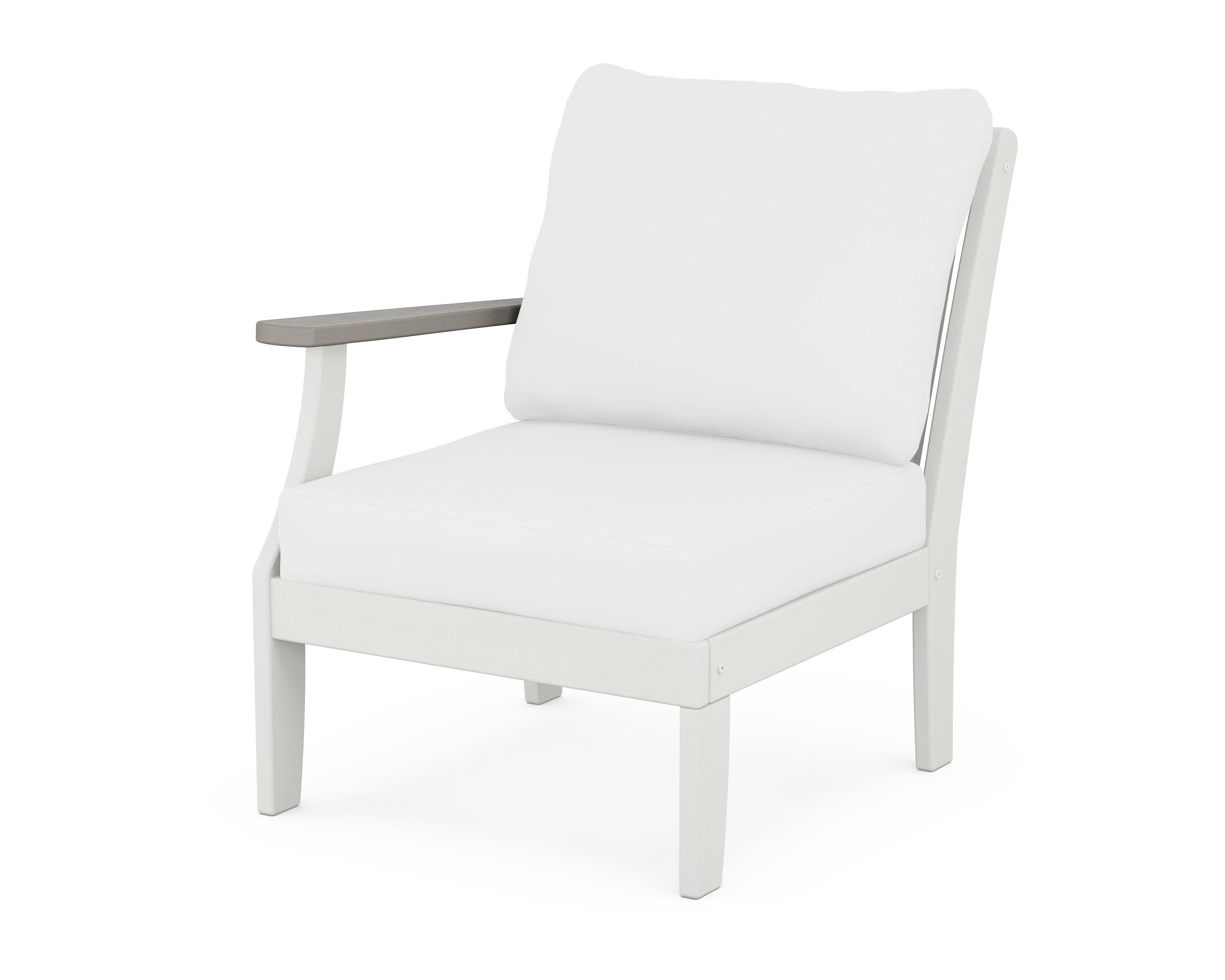 POLYWOOD® Braxton Modular Left Arm Chair in White / Driftwood / Natural