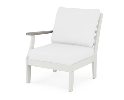 POLYWOOD® Braxton Modular Left Arm Chair in White / Driftwood / Natural