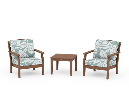 Draper James™ by  POLYWOOD® Savannah 3-Piece Deep Seating Set in Teak / Leaf Glacier Spa