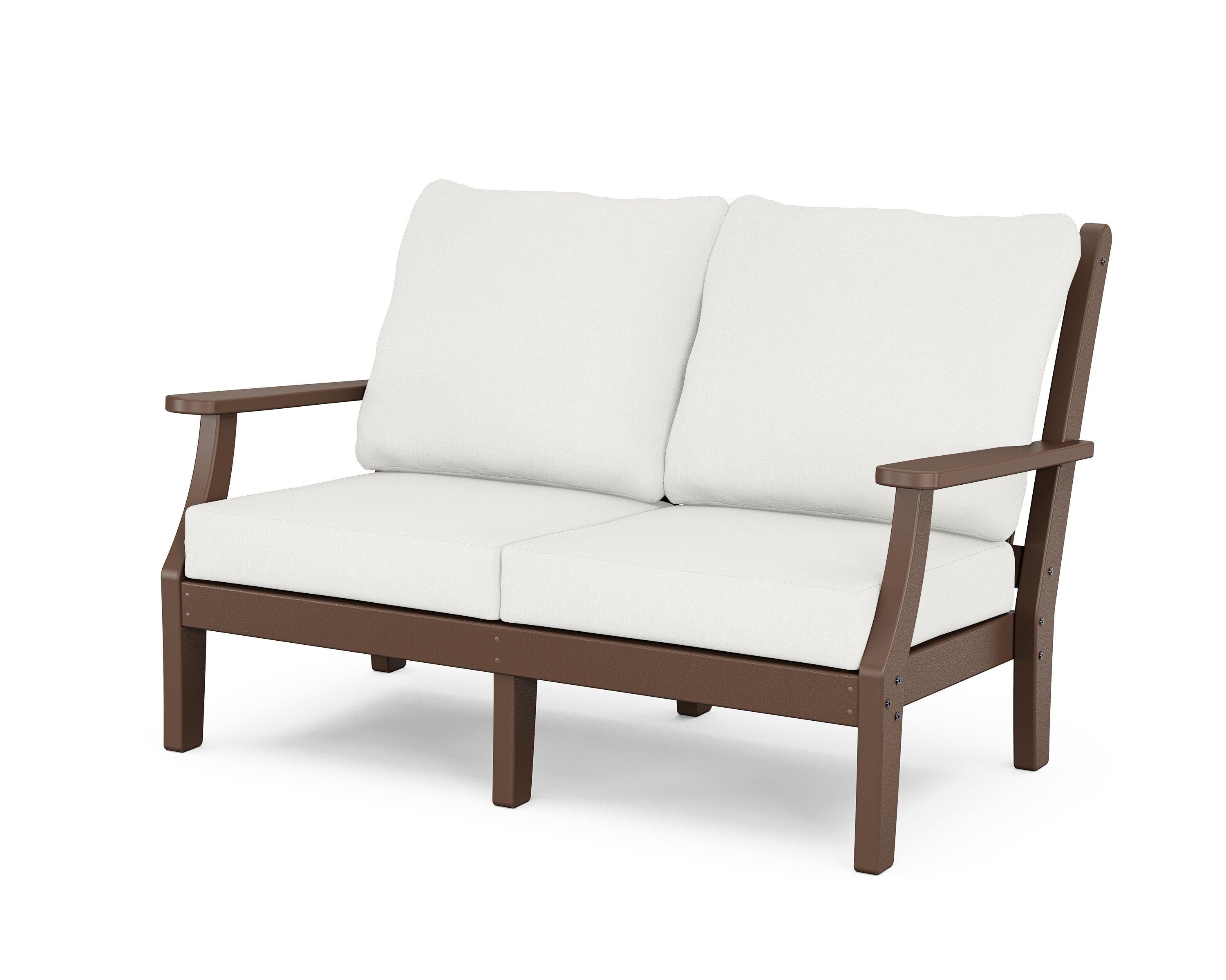 Country Living Wovendale Deep Seating Loveseat in Mahogany / Natural Linen