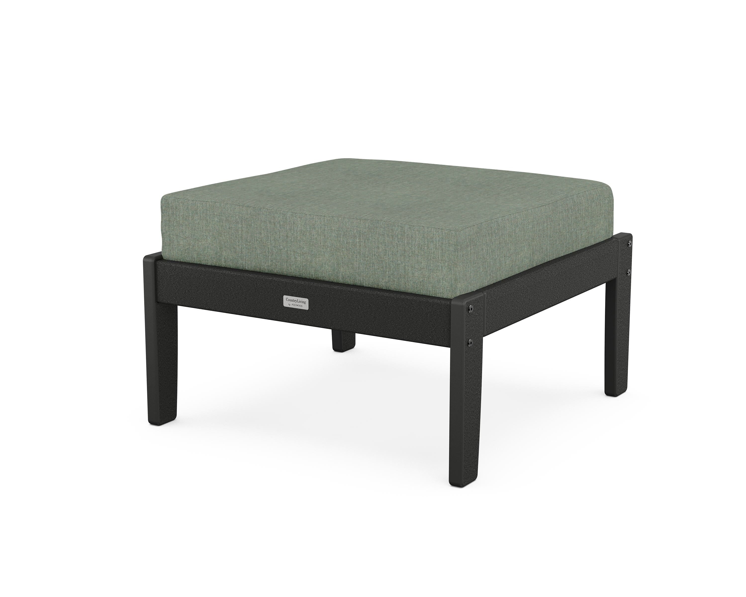 Country Living Cottage Deep Seating Ottoman in Black / Cast Sage