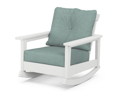 POLYWOOD® Prescott Deep Seating Rocking Chair in White / Glacier Spa