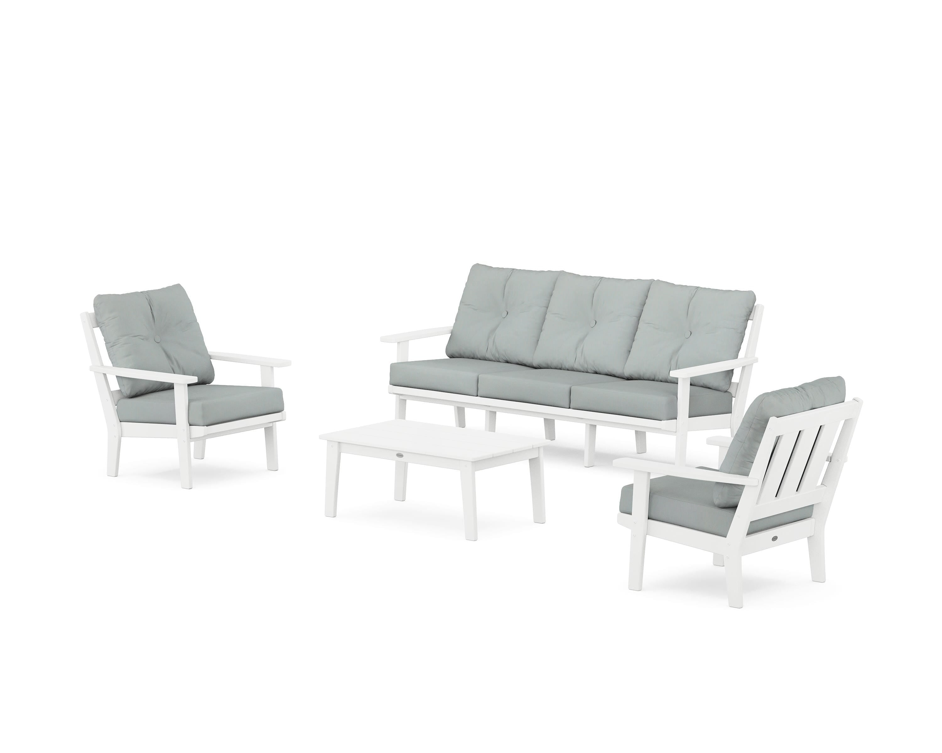 POLYWOOD® Oxford 4-Piece Deep Seating Set with Sofa in White / Spa