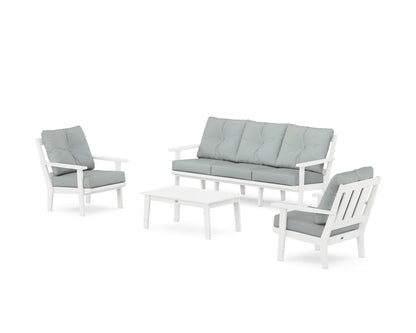 POLYWOOD® Oxford 4-Piece Deep Seating Set with Sofa in White / Spa