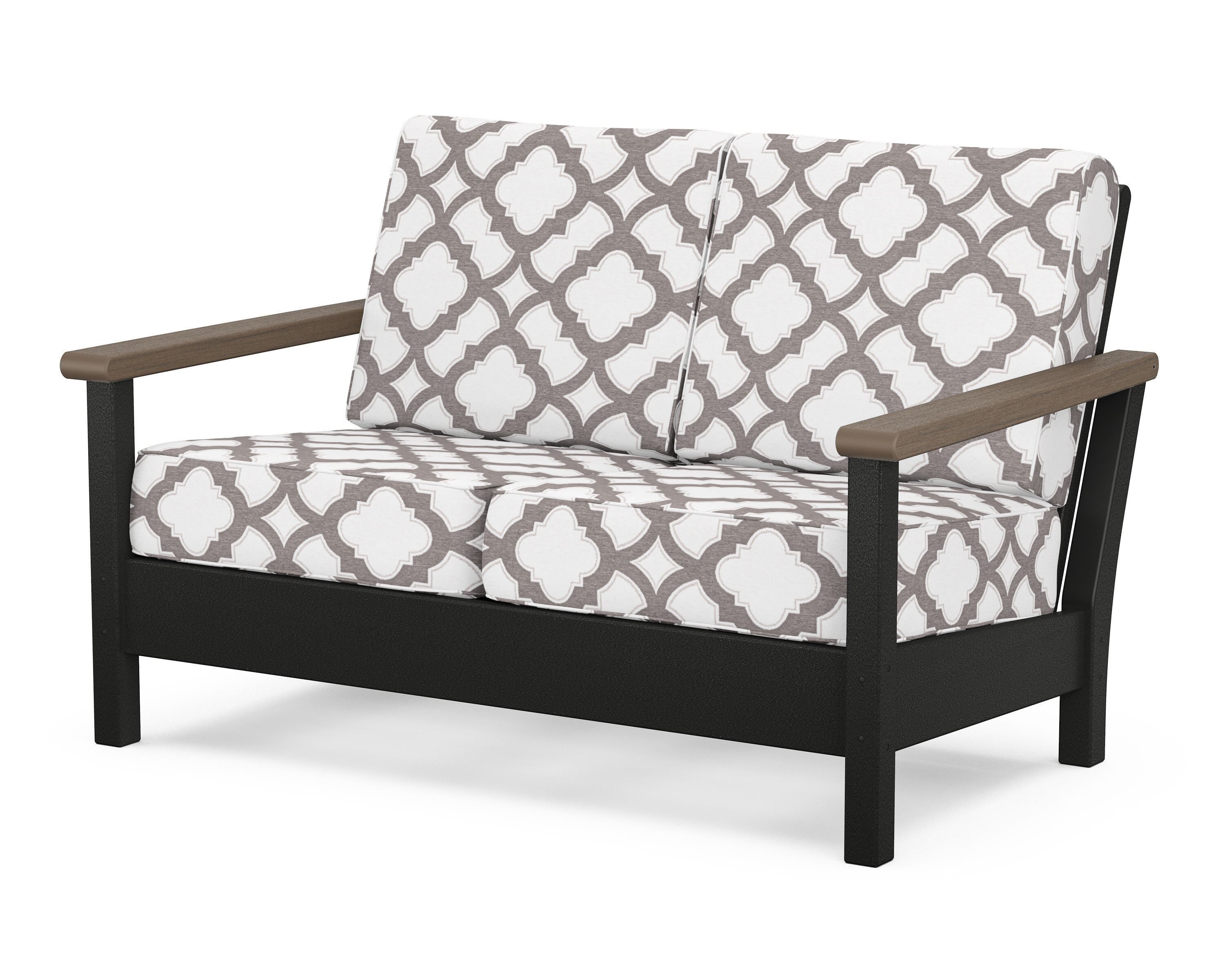 POLYWOOD® Harbour Deep Seating Loveseat in Black / Kona / Trellis Grey Mist
