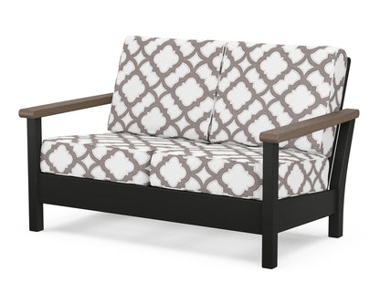 POLYWOOD® Harbour Deep Seating Loveseat in Black / Kona / Trellis Grey Mist