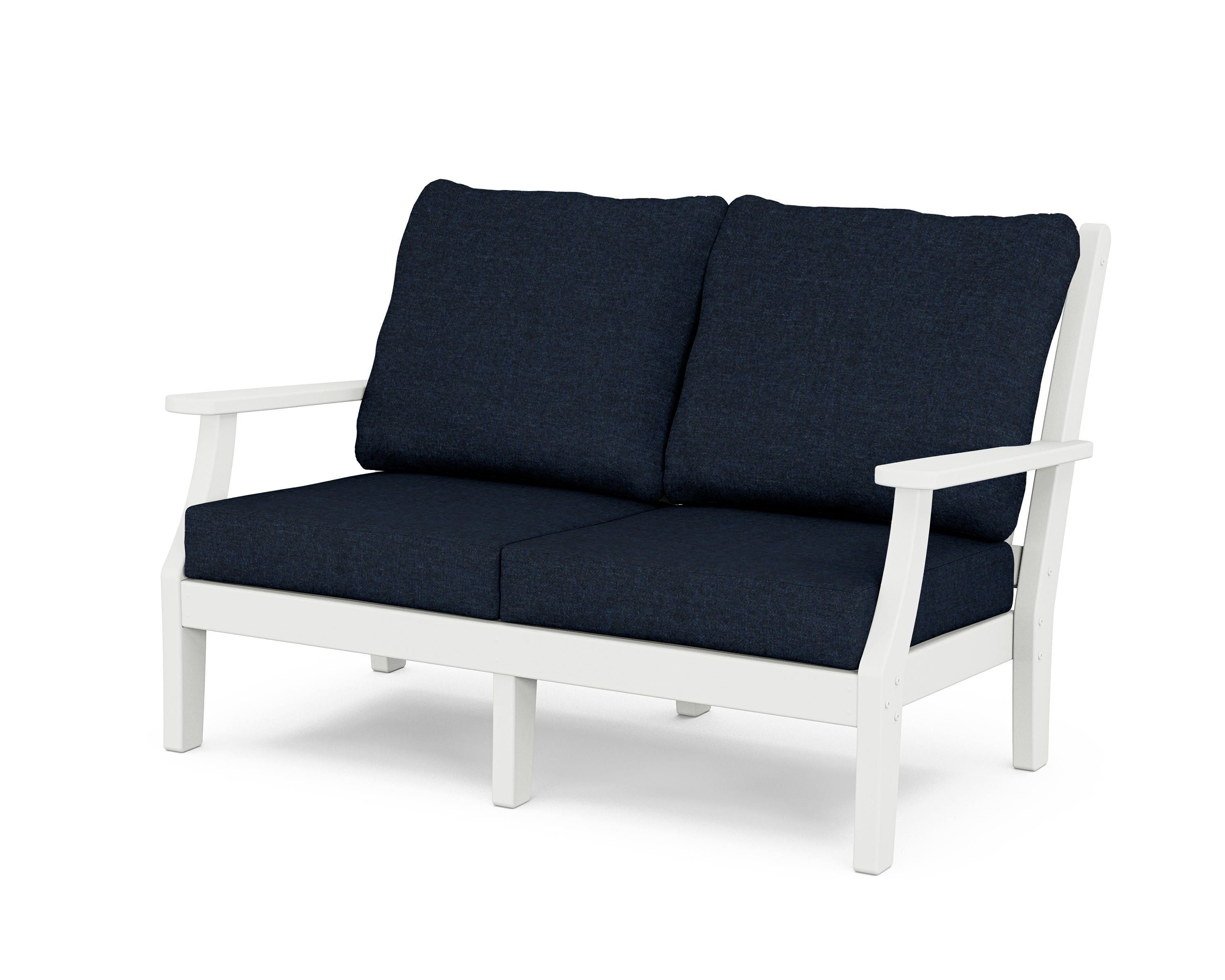 Country Living Wovendale Deep Seating Loveseat in White / Marine Indigo