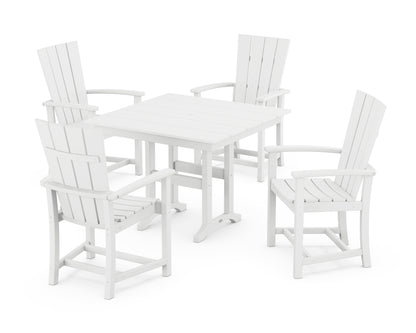 POLYWOOD® Quattro 5-Piece Farmhouse Dining Set in White