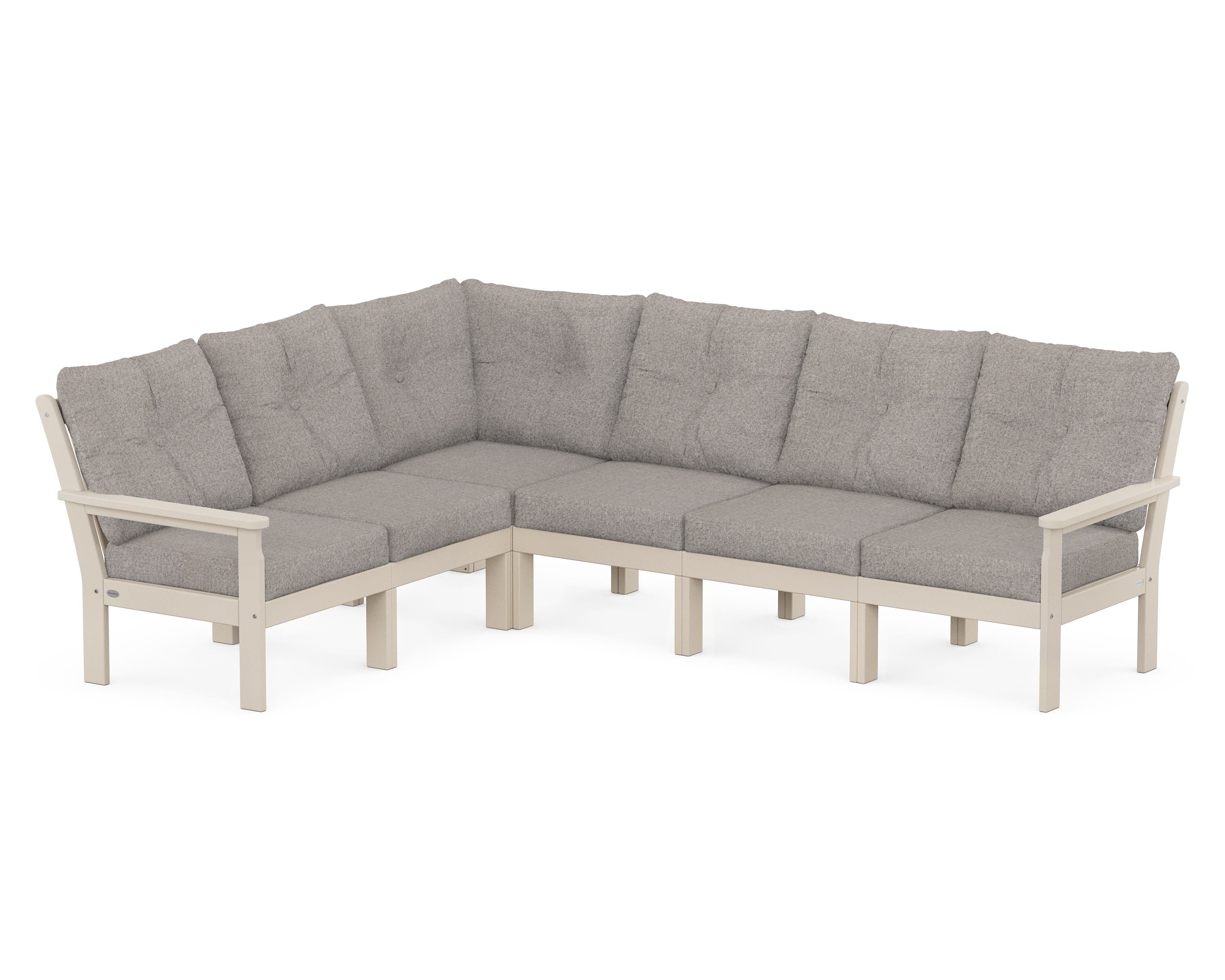 POLYWOOD® Vineyard 6-Piece Sectional in Sand / Weathered Tweed