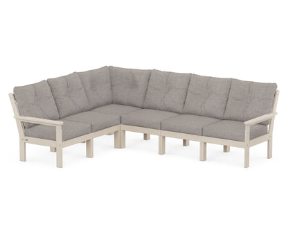 POLYWOOD® Vineyard 6-Piece Sectional in Sand / Weathered Tweed