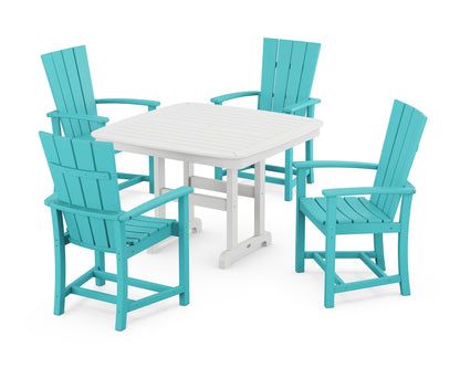 POLYWOOD® Quattro 5-Piece Dining Set with Trestle Legs in Aruba / White