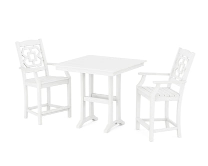 Chinoiserie 3-Piece Farmhouse Counter Set with Trestle Legs
