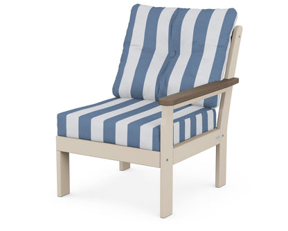 POLYWOOD® Vineyard Modular Right Arm Chair in Sand / Kona / Cabana Stripe Sky Blue