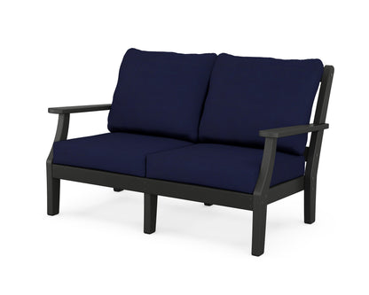 Martha Stewart by POLYWOOD® Chinoiserie Deep Seating Loveseat in Black / Navy