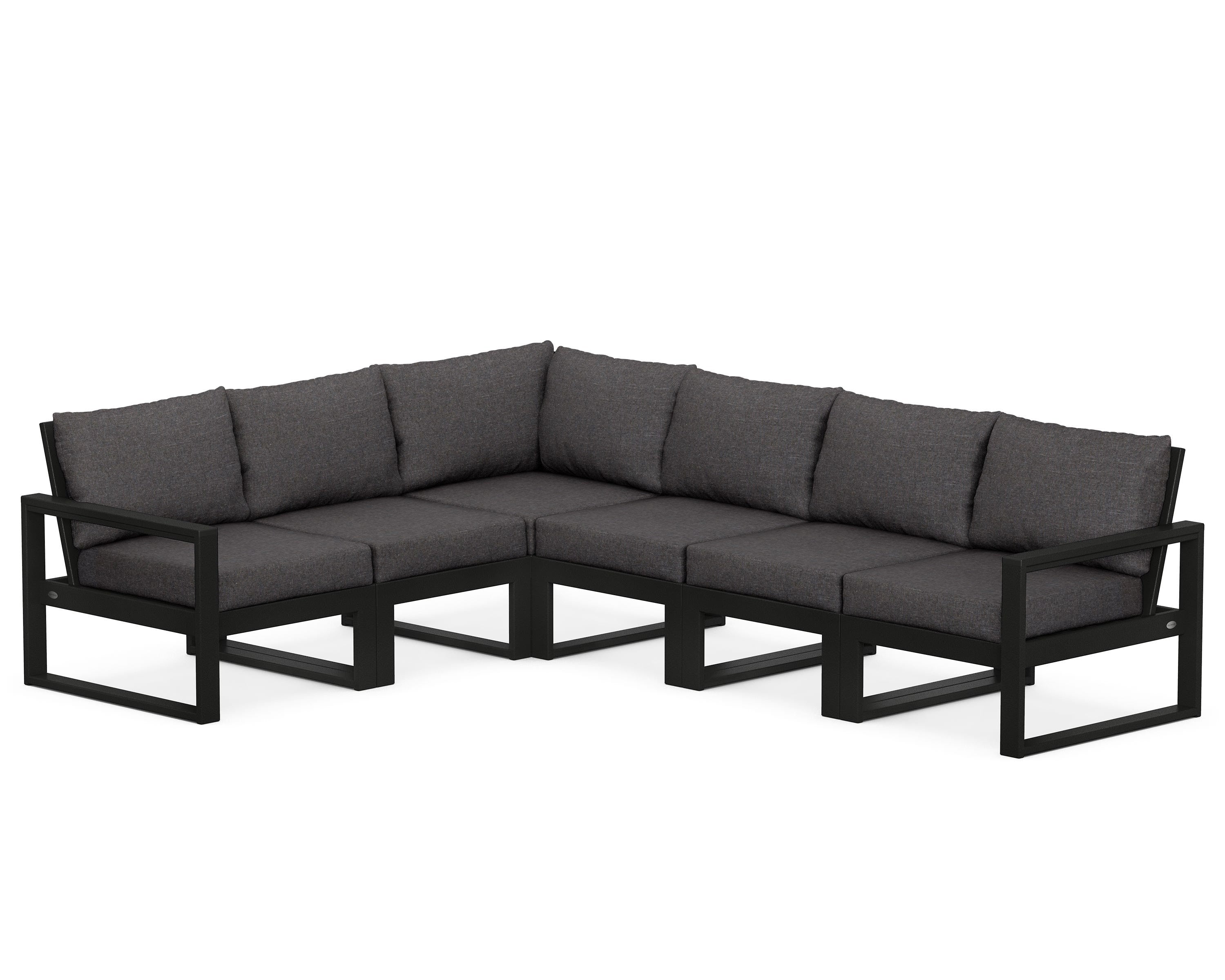 POLYWOOD® EDGE 6-Piece Modular Deep Seating Set in Black / Ash Charcoal
