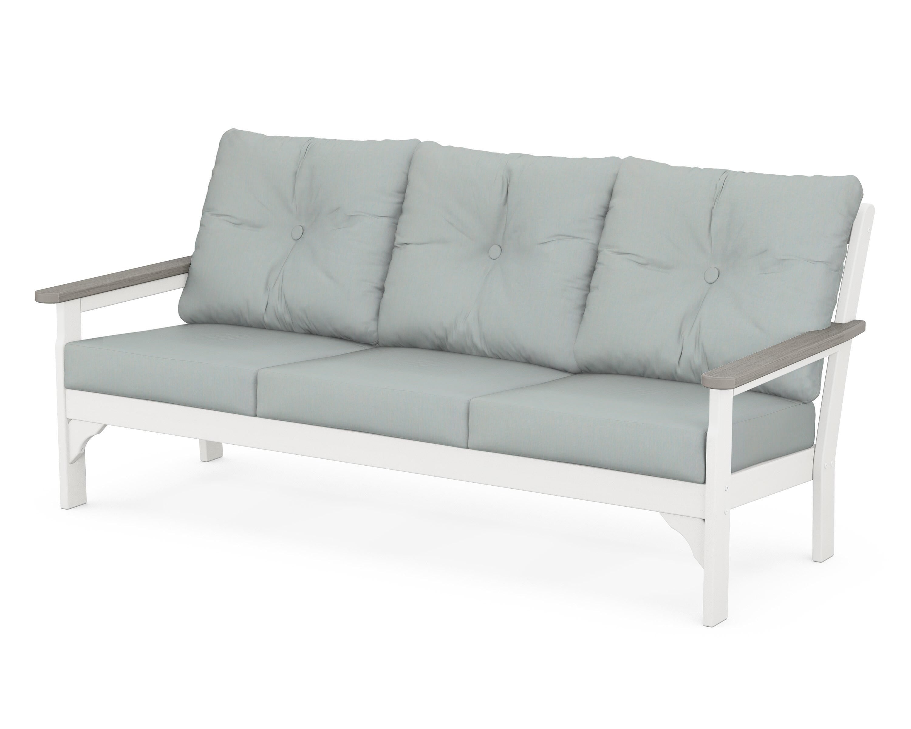 POLYWOOD® Vineyard Deep Seating Sofa in White / Driftwood / Spa