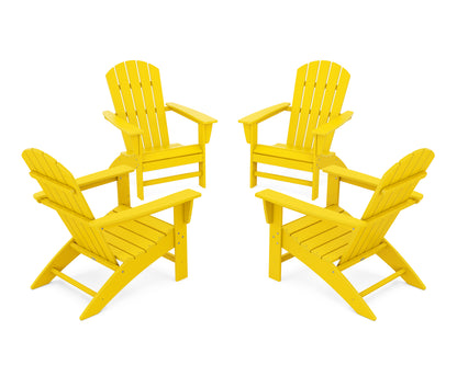 POLYWOOD® Nautical 4-Piece Adirondack Conversation Set in Lemon