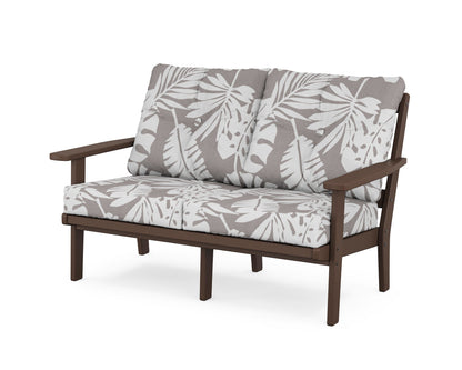 POLYWOOD® Oxford Deep Seating Loveseat in Mahogany / Leaf Grey Mist