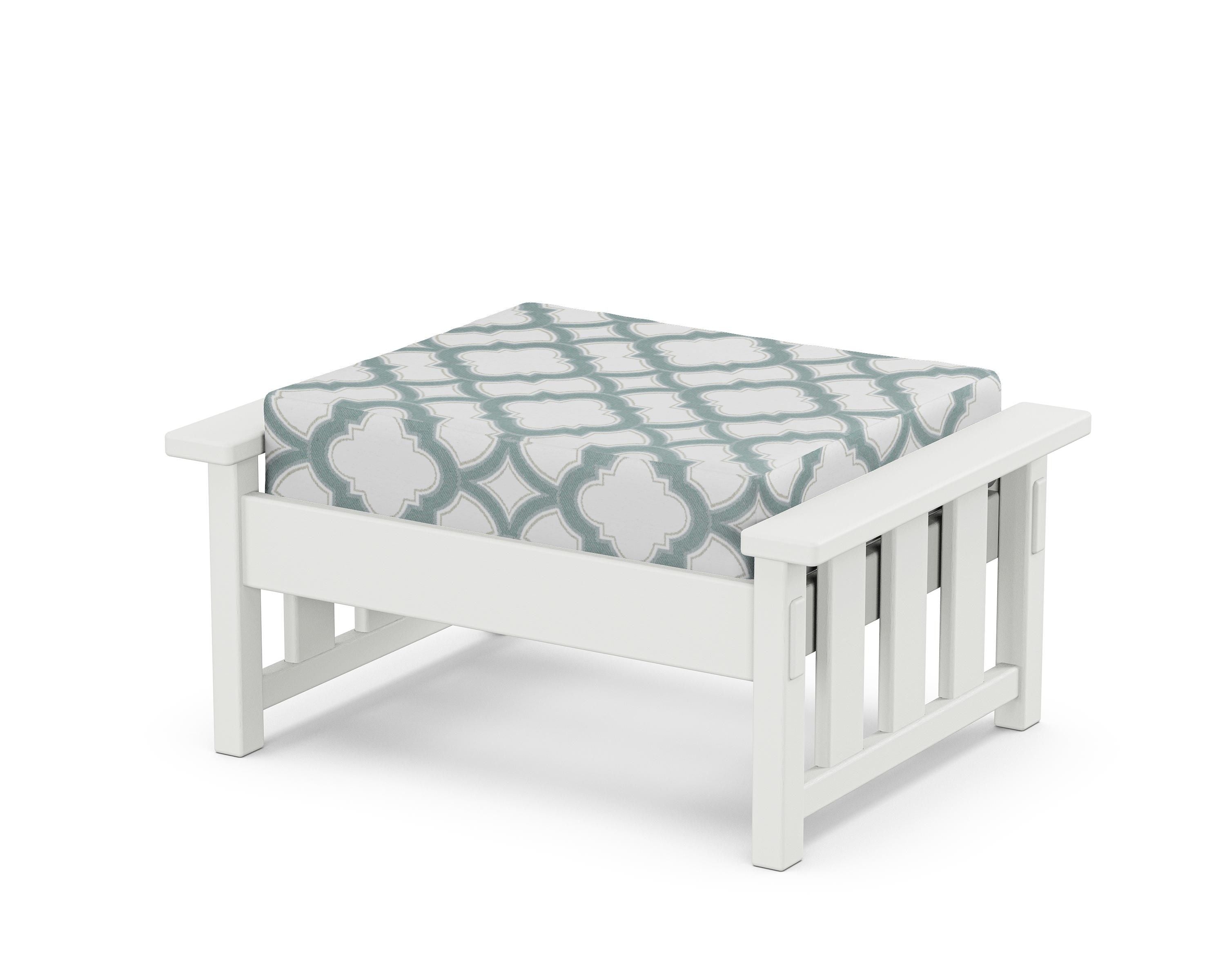 Martha Stewart by POLYWOOD® Acadia Deep Seating Ottoman in White / Trellis Glacier Spa