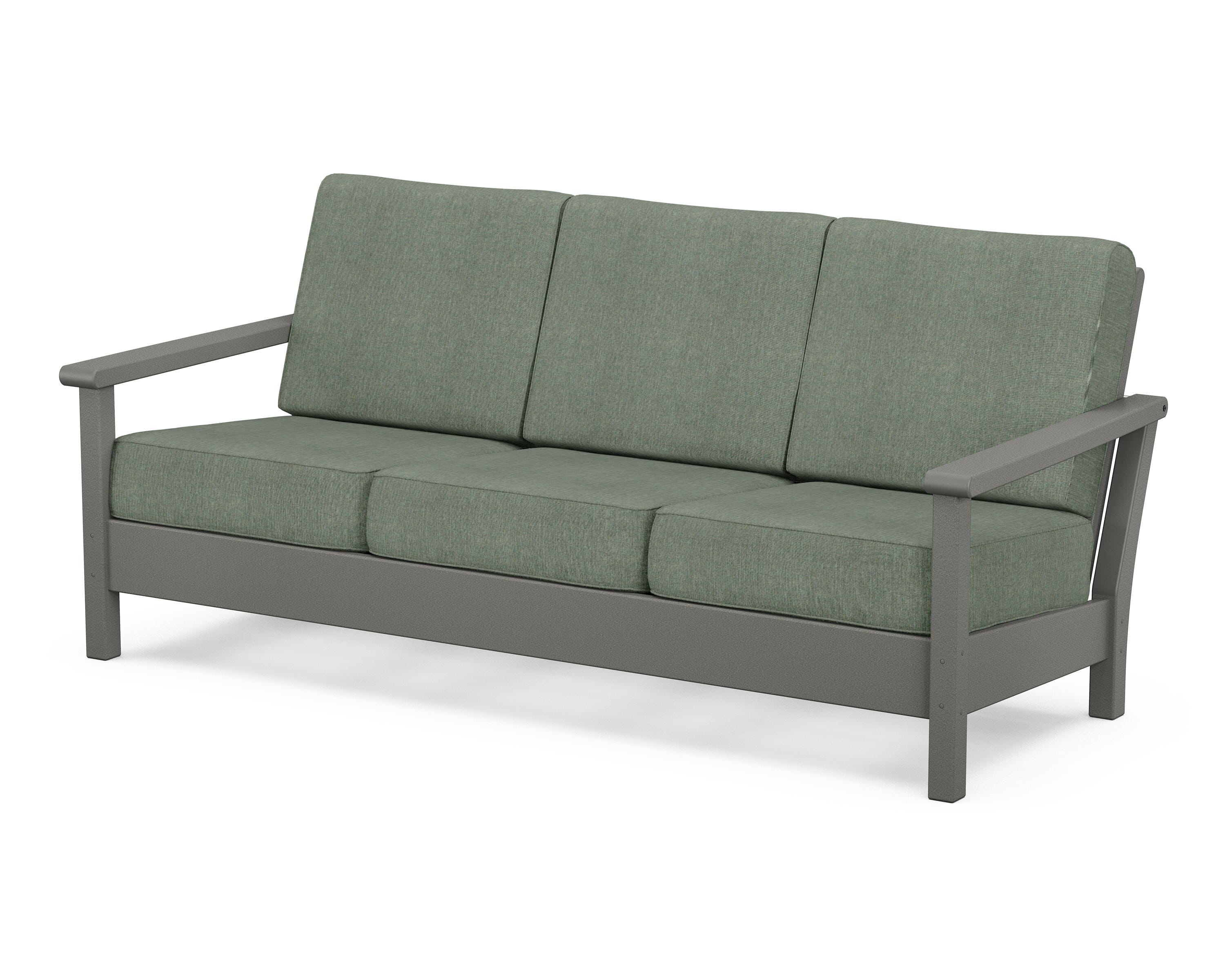 POLYWOOD® Harbour Deep Seating Sofa in Slate Grey / Cast Sage
