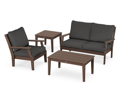 POLYWOOD® Braxton 4-Piece Deep Seating Set in Mahogany / Spectrum Carbon