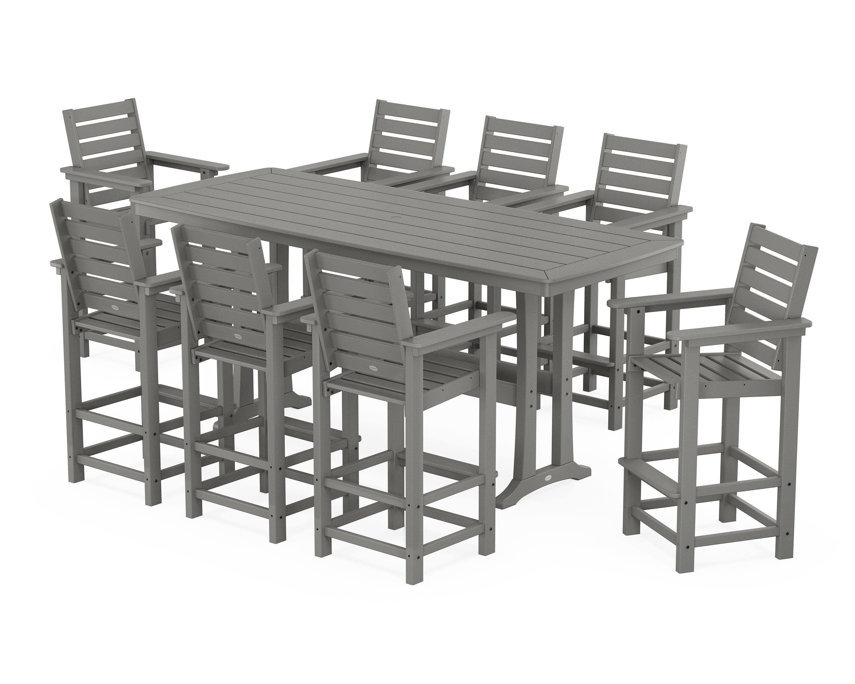POLYWOOD® Captain 9-Piece Bar Set with Trestle Legs in Slate Grey