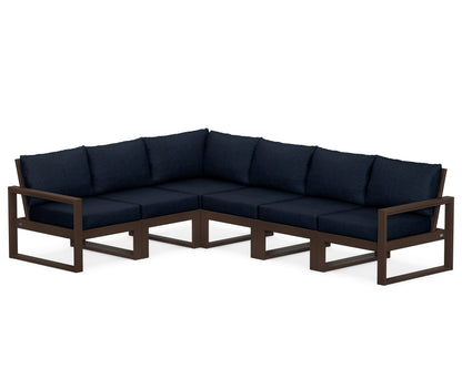 POLYWOOD® EDGE 6-Piece Modular Deep Seating Set in Mahogany / Marine Indigo