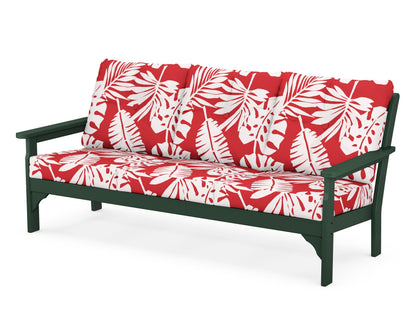 POLYWOOD® Vineyard Deep Seating Sofa in Green / Leaf Crimson