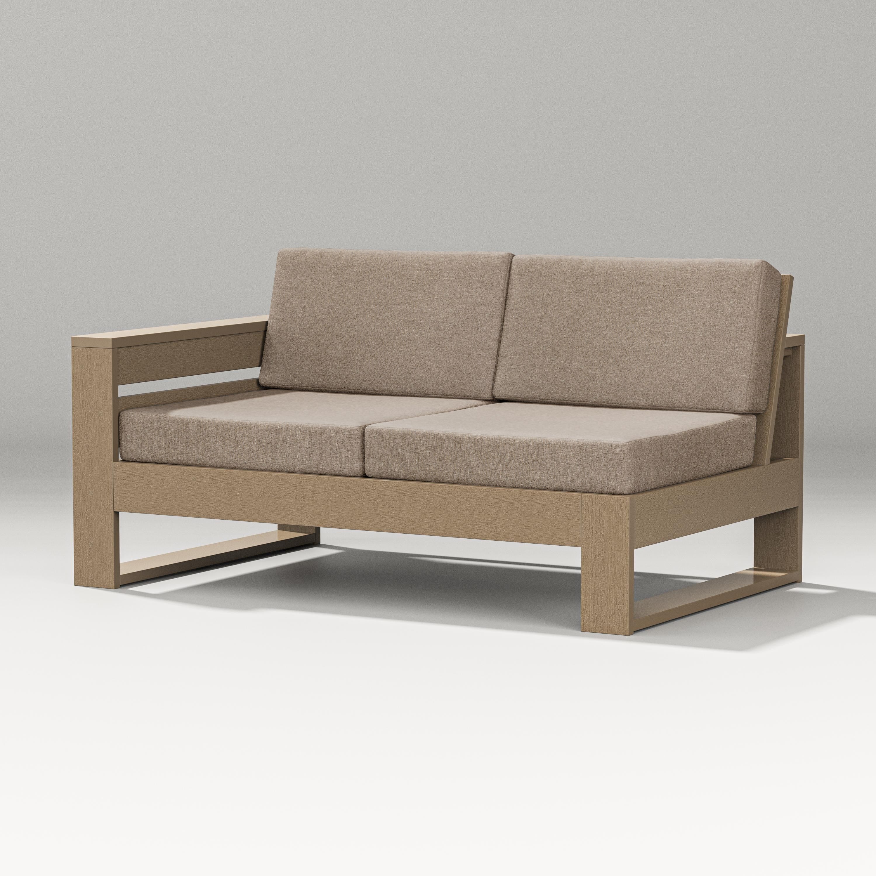PW Designer Series Latitude Modular Left Arm Loveseat in Vintage Sahara / Spiced Burlap