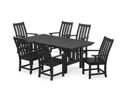 POLYWOOD® Vineyard Arm Chair 7-Piece Mission Dining Set in Black